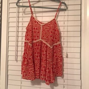 Red flowy tank